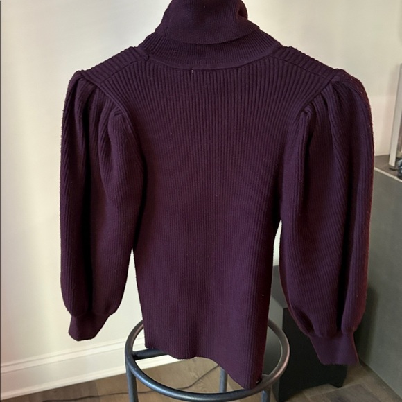 Zara Brown Cropped Ribbed Turtleneck Puff Sleeve Sweater M - Picture 6 of 8